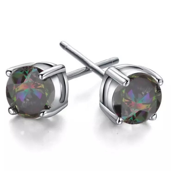 18k White Gold Plated Round Stud Earrings Image 4