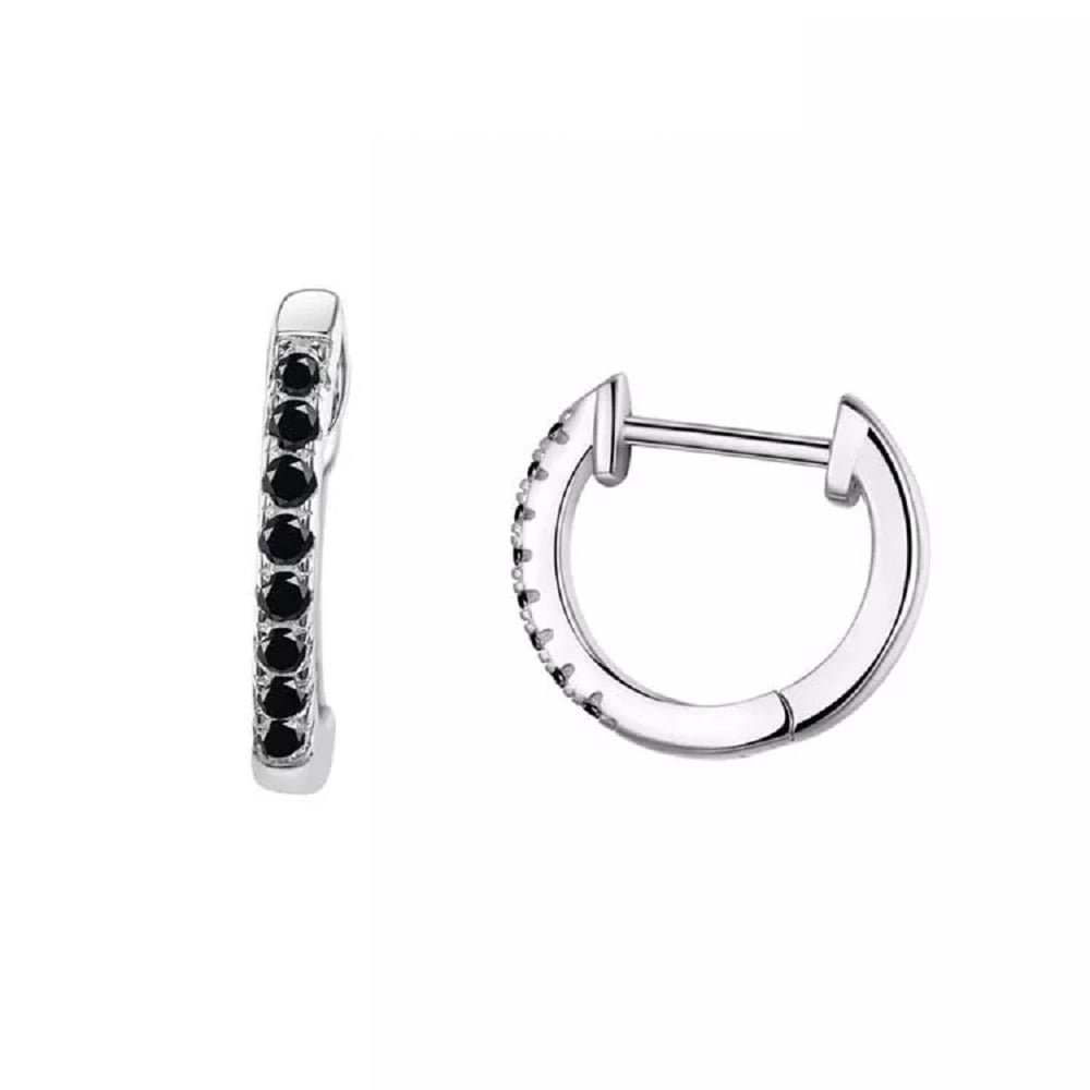 925 Silver Crystals Huggie Earrings Image 1