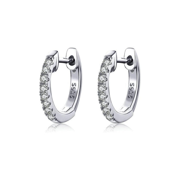 925 Silver Crystals Huggie Earrings Image 1