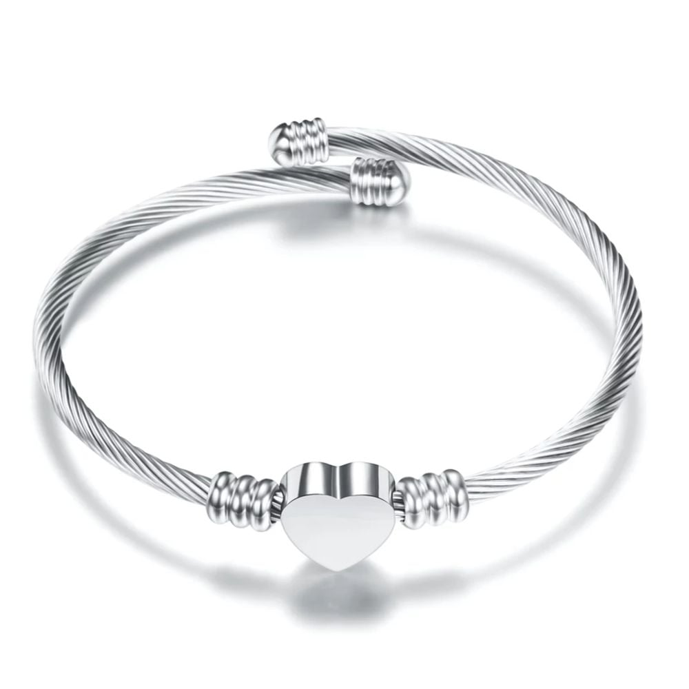 Stainless Steel Heart Bracelet Bangle Image 1