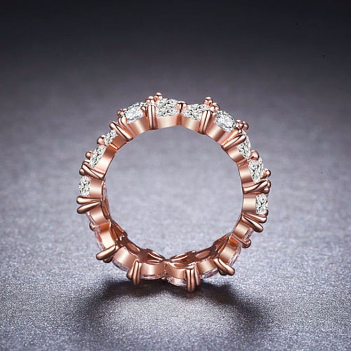 Dazzling Crystal Flower Ring in 18K Rose Gold Plated Image 4