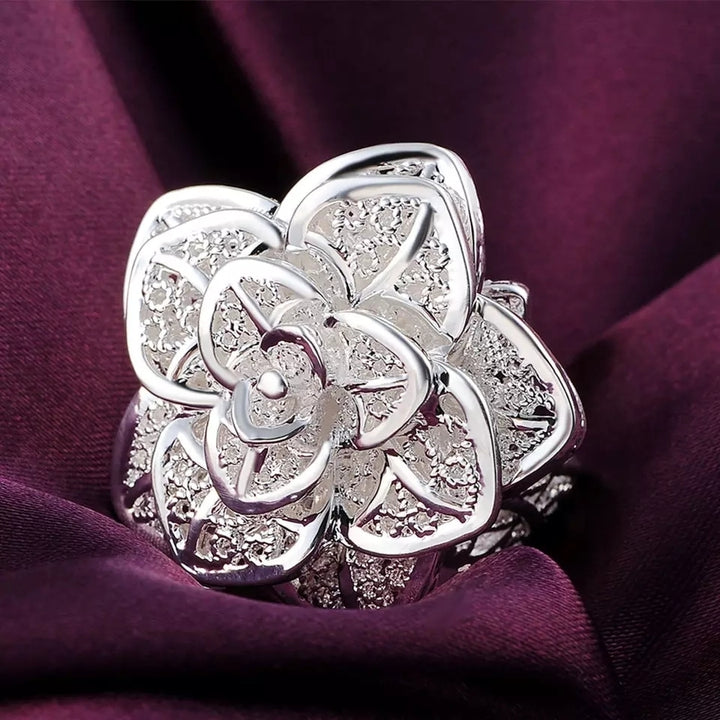 925 Sterling Silver Flower Ring Image 1