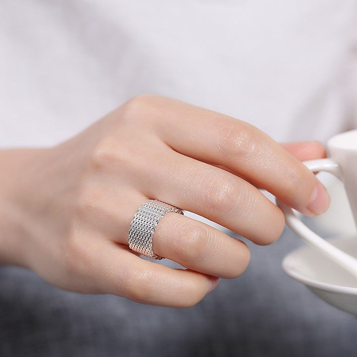 925 Sterling Silver Woven Mesh Ring Image 2