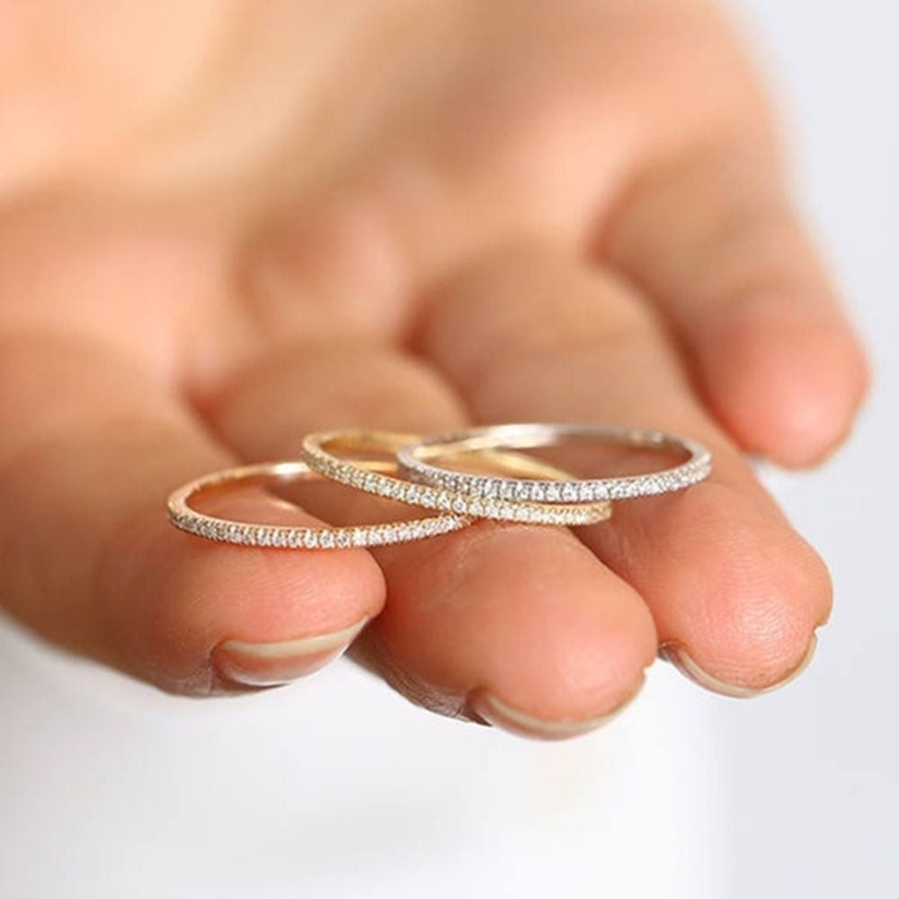 Micro Pave Eternity Crystal Band Ring Image 1