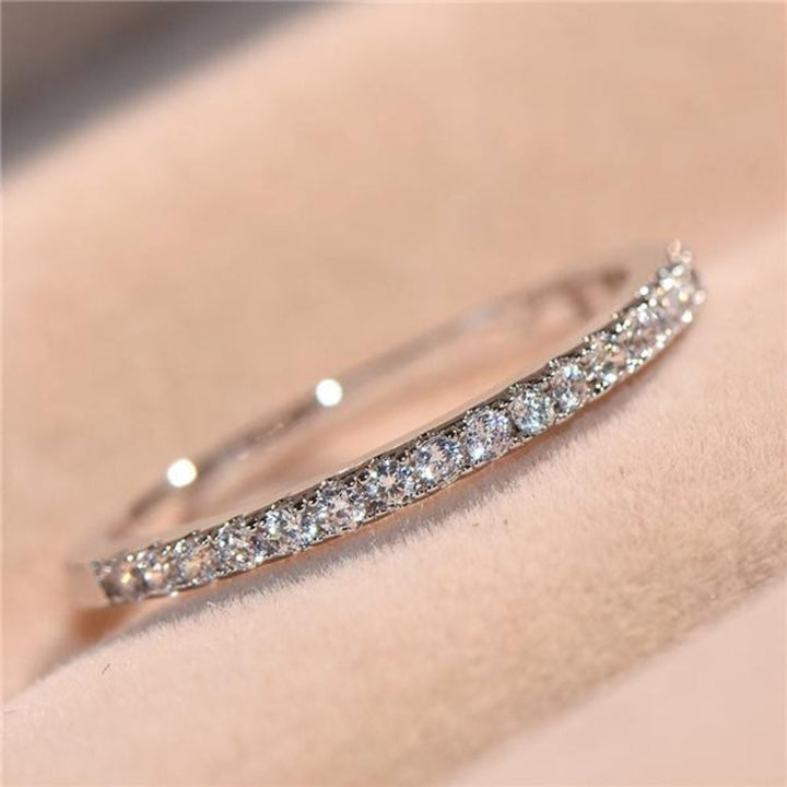 Micro Pave Eternity Crystal Band Ring Image 1