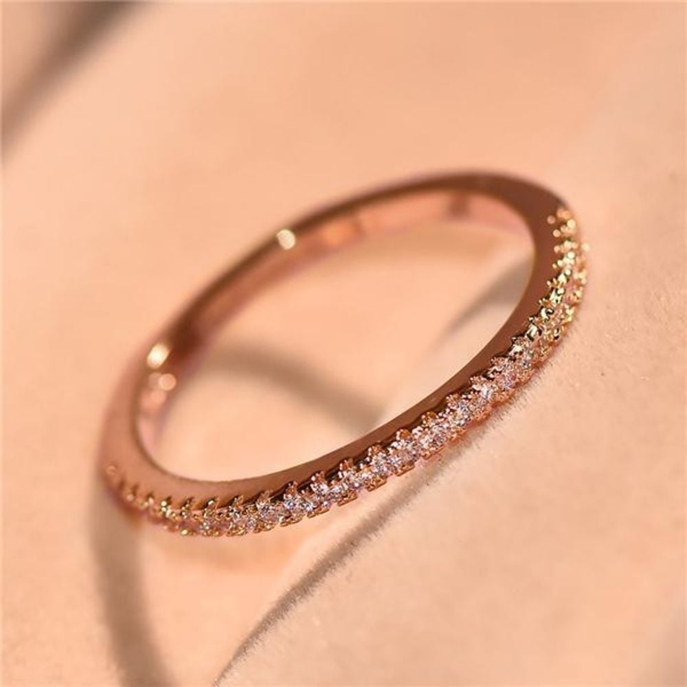 Micro Pave Eternity Crystal Band Ring Image 1