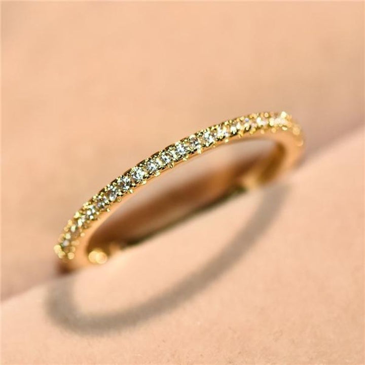 Micro Pave Eternity Crystal Band Ring Image 1