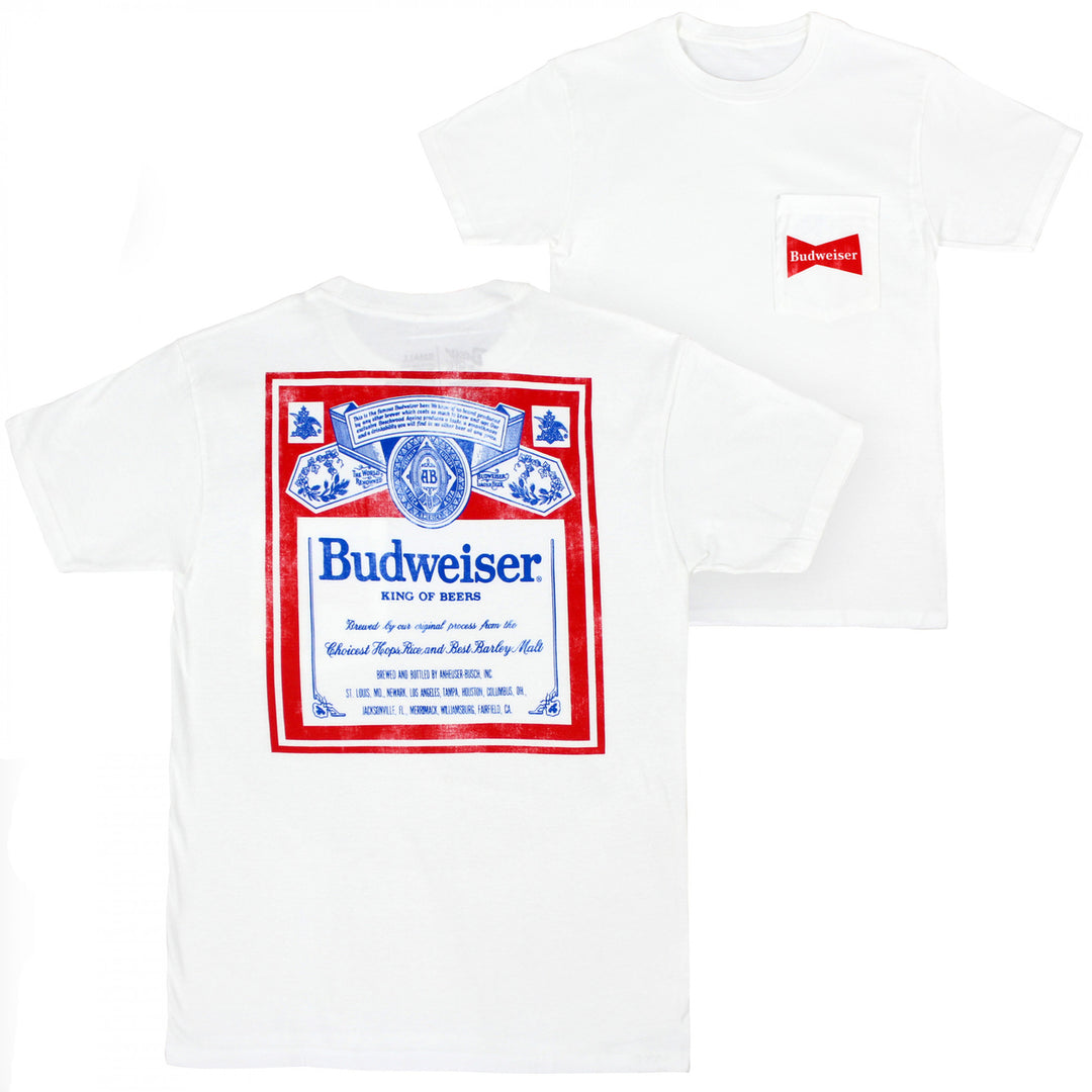 Budweiser Vintage Label Front and Back Pocket T-Shirt Image 1