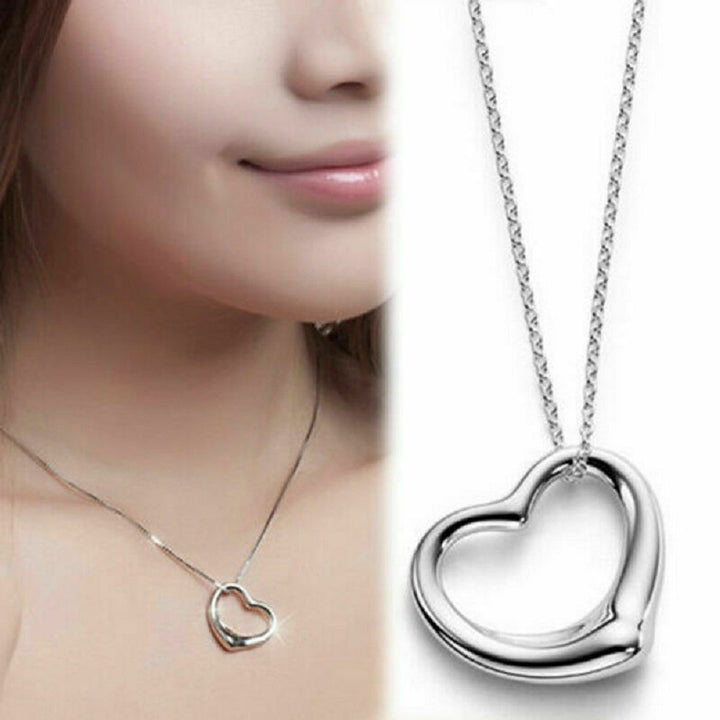 925 Sterling Silver Heart Pendant Necklace Image 1