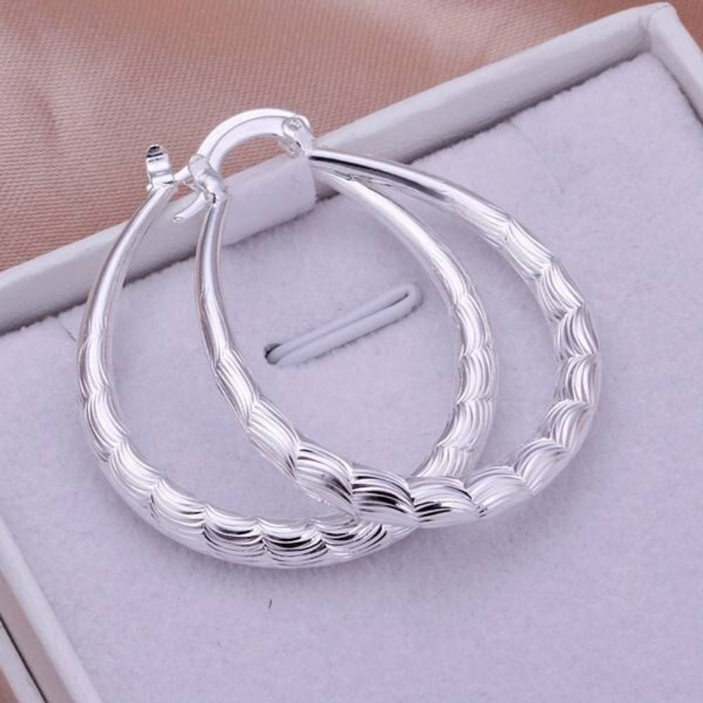 925 Sterling Silver Filigree Hoop Earrings Image 1