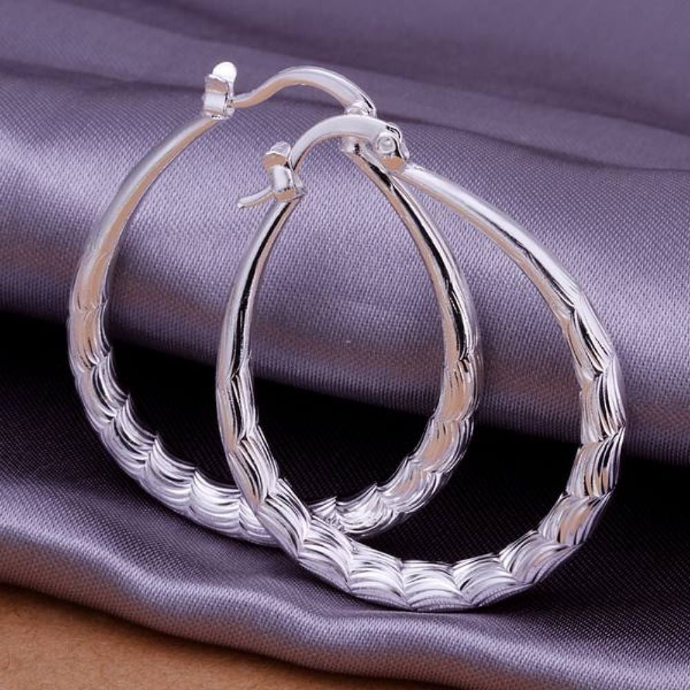 925 Sterling Silver Filigree Hoop Earrings Image 2