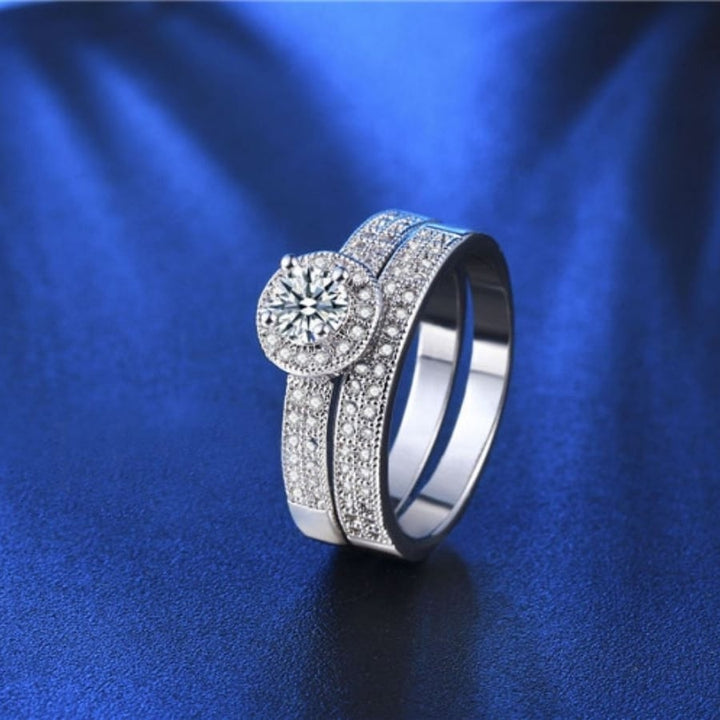 Cubic Zirconia Engagement Wedding Band Ring Image 2