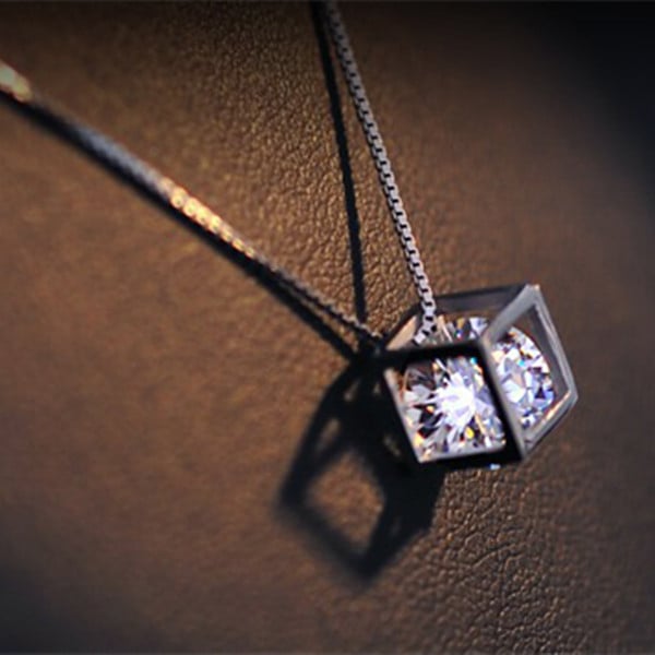 Crystal Ice Cube Cubic Zirconia Pendant Necklace Image 3