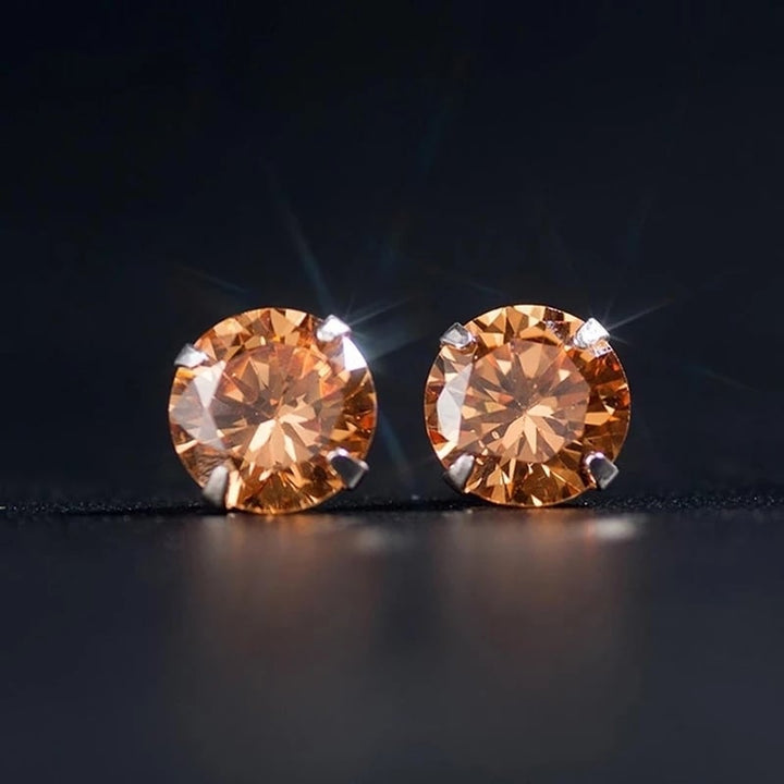 Solid Real 925 Sterling Silver Crystal CZ Stud Post Earrings Small Image 1