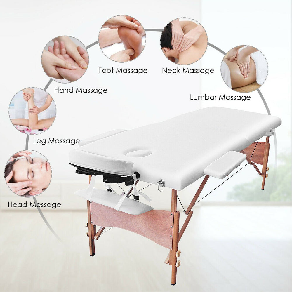 84"l Portable Massage Table Facial SPA Bed Tattoo W/free Carry Case (White) Image 2