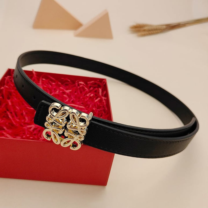 Fashion Women Geometric Metal Buckle Leather Belt Image 1