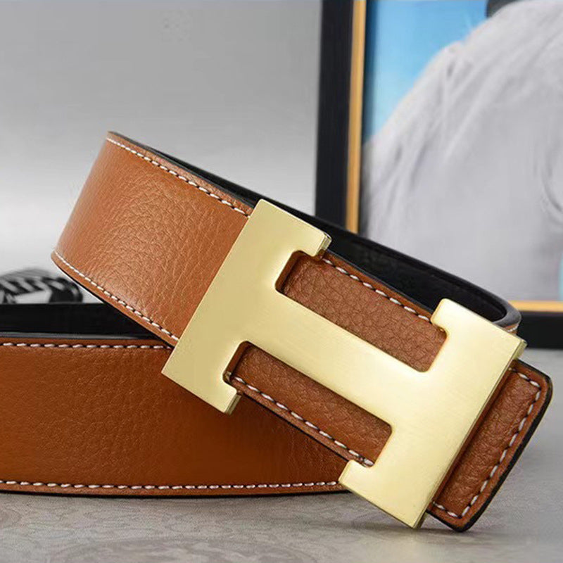 Fashion Flat Buckle Leather Belt Image 1