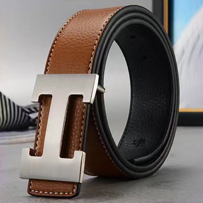 Fashion Flat Buckle Leather Belt Image 2