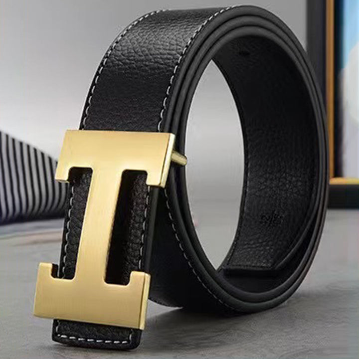 Fashion Flat Buckle Leather Belt Image 3