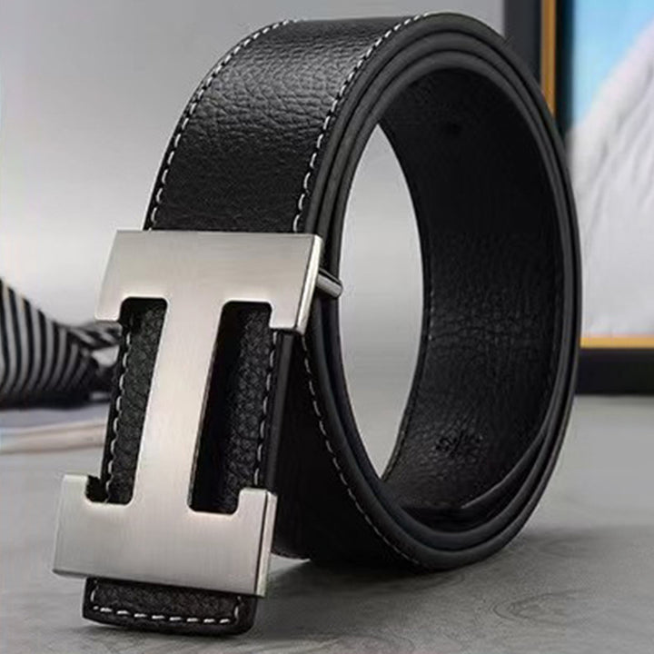 Fashion Flat Buckle Leather Belt Image 4