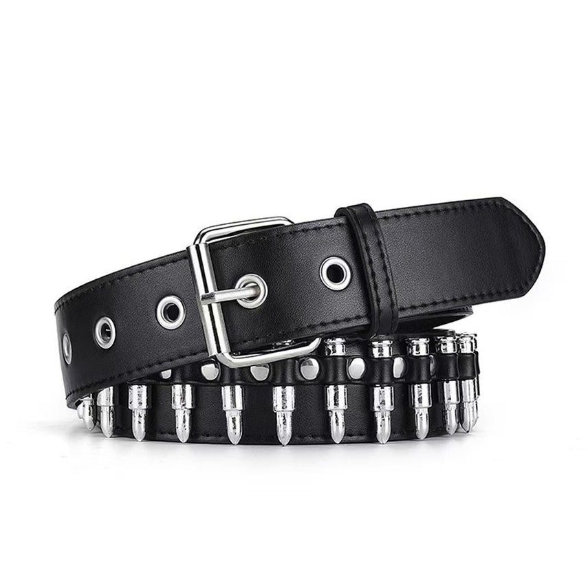 Edgy Cool Bullet Leather Belt Image 1