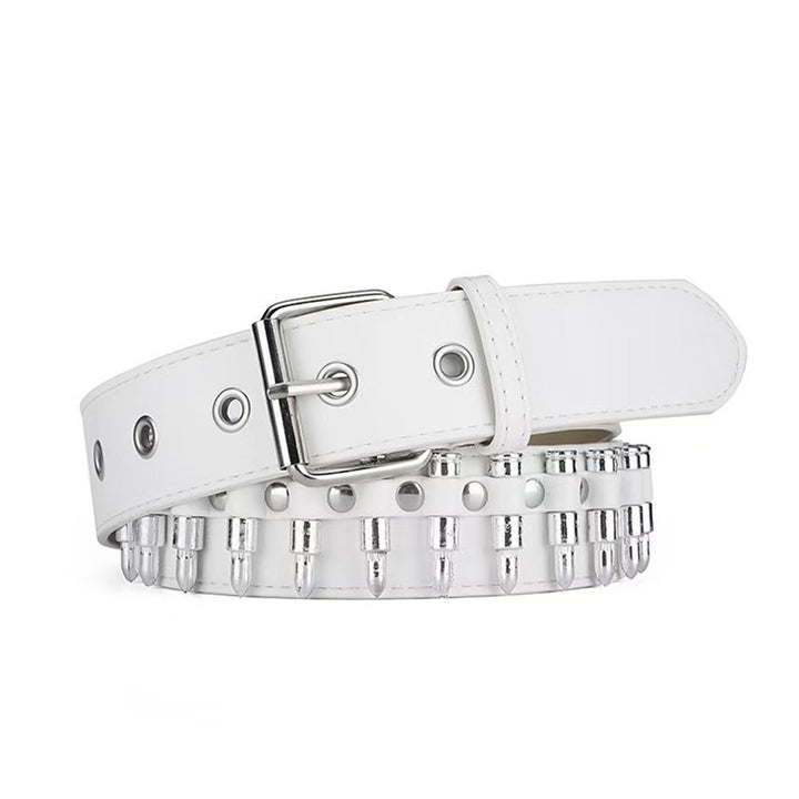 Edgy Cool Bullet Leather Belt Image 2