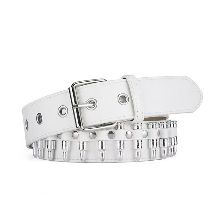 Edgy Cool Bullet Leather Belt Image 1