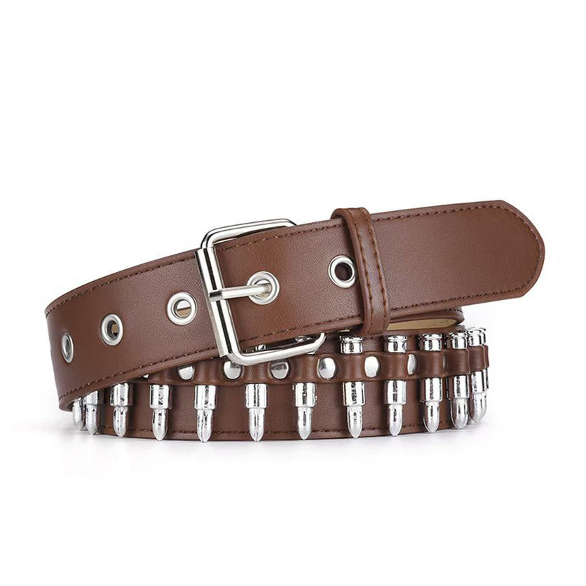 Edgy Cool Bullet Leather Belt Image 3