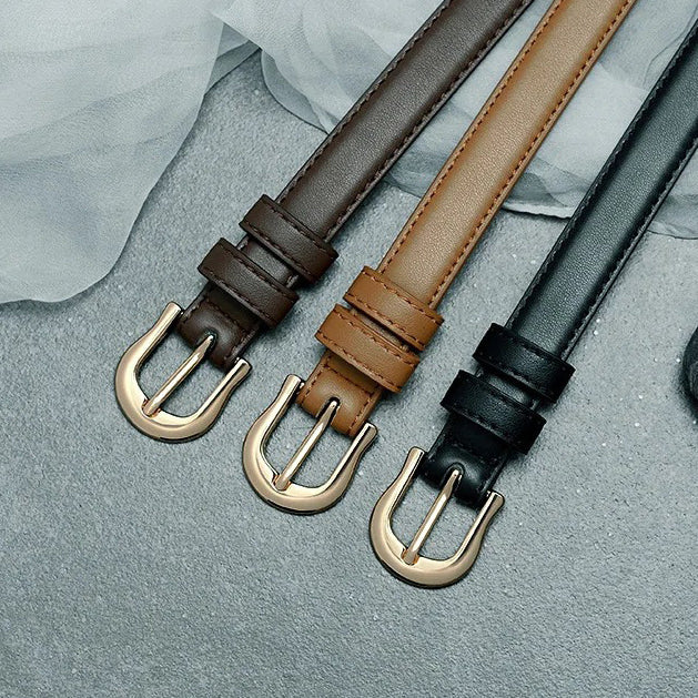 Women Fashion Simple Leather Belt Image 3