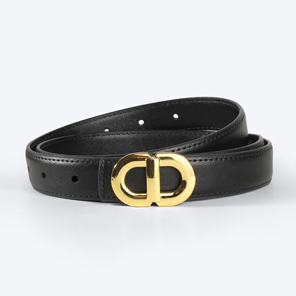 Women Fashion Simple Double Letter D Buckle Leather Belt Image 1