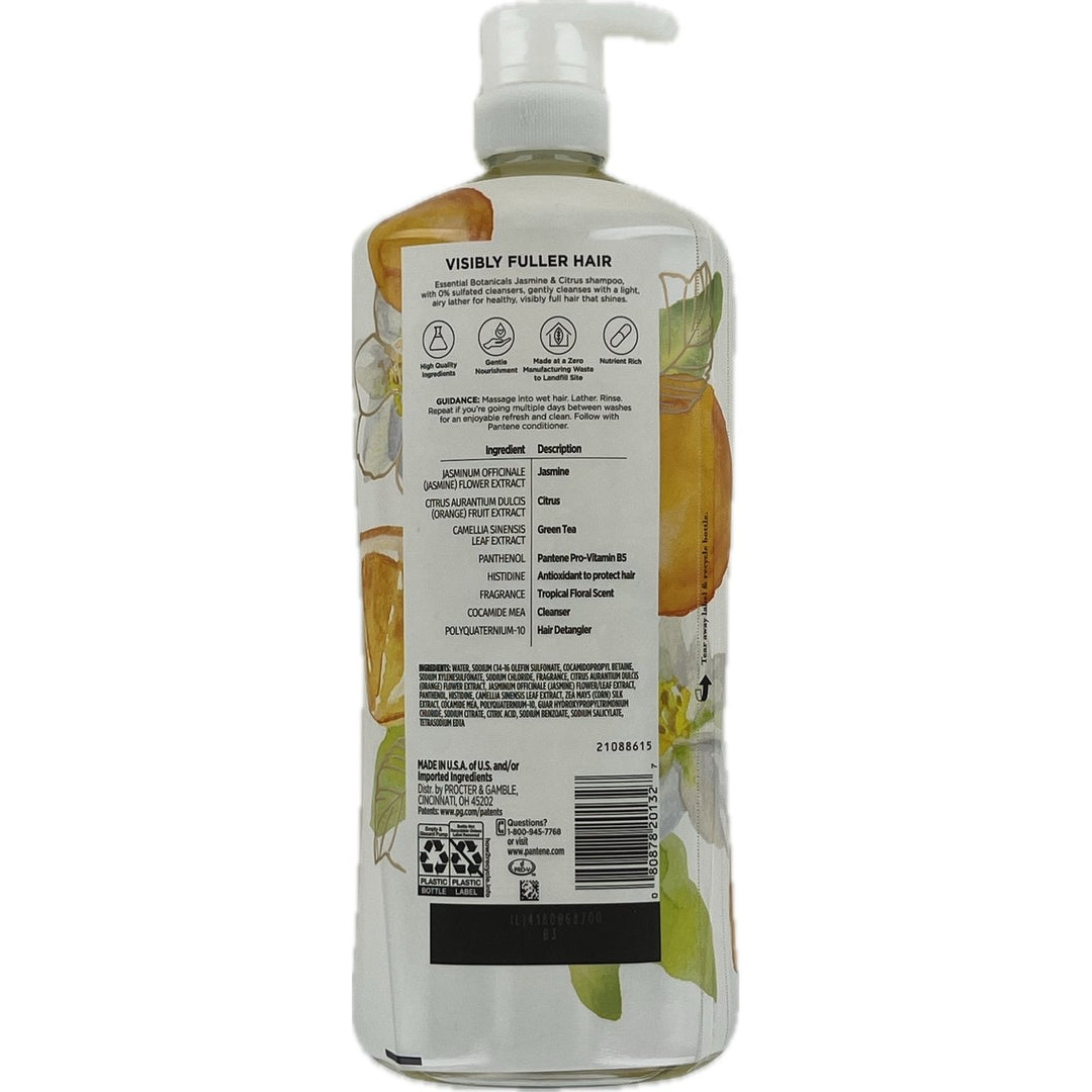 Pantene Essential Botanicals Jasmine and Citrus Shampoo 38.2 Fluid Ounce Image 2