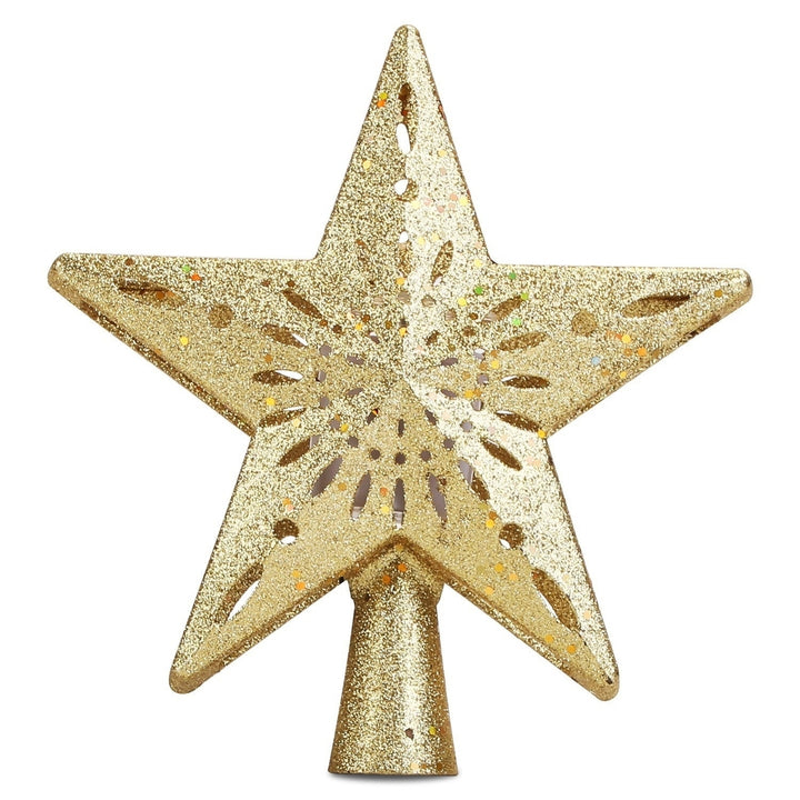 Christmas Tree Topper Star with Projector Light White Revolving White Snowflake Pattern Image 1