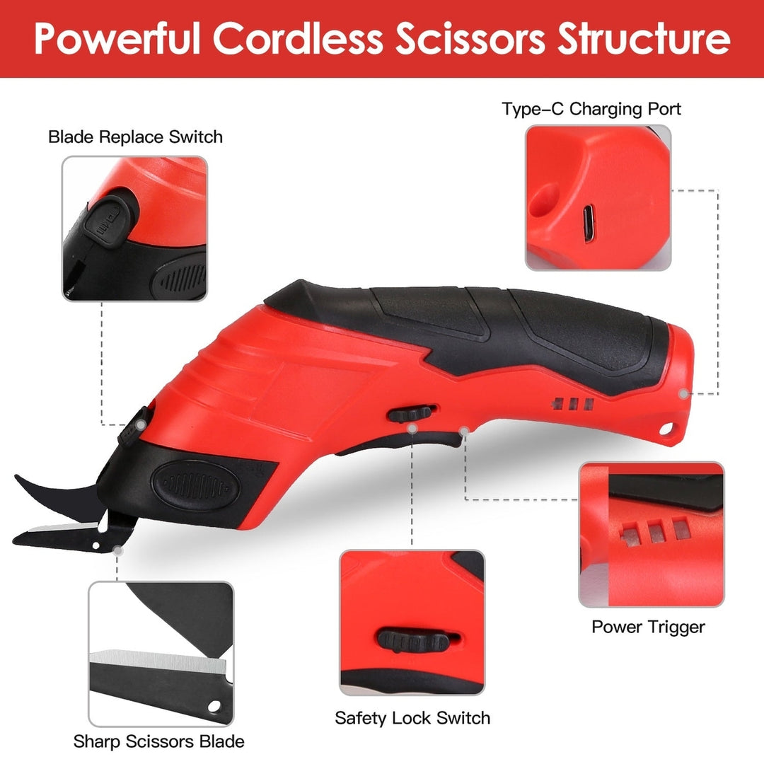 Cordless Electric Scissors Automatic Shears Cutting Tool with Rechargeable Battery 2 Replaceable Blades 10000RPM Fabric Image 3