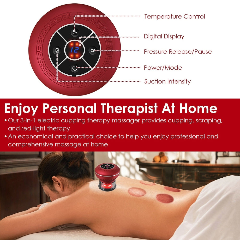 Cupping Therapy Massager with Red Light Heat Therapy 16Level Temperature Suction Cellulite Remover Massager Vacuum Image 2