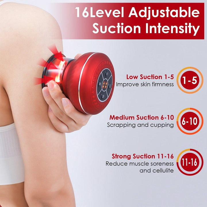 Cupping Therapy Massager with Red Light Heat Therapy 16Level Temperature Suction Cellulite Remover Massager Vacuum Image 3