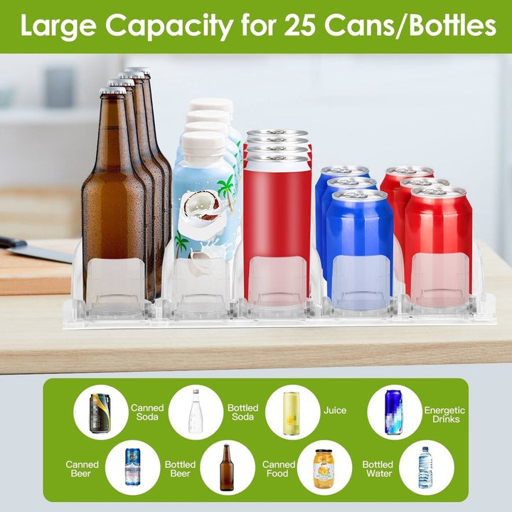 Drink Organizer for Fridge Spring Loaded Beverage Dispenser Width Adjustable Drink Holder with Automatic Pusher Glide 5 Image 3