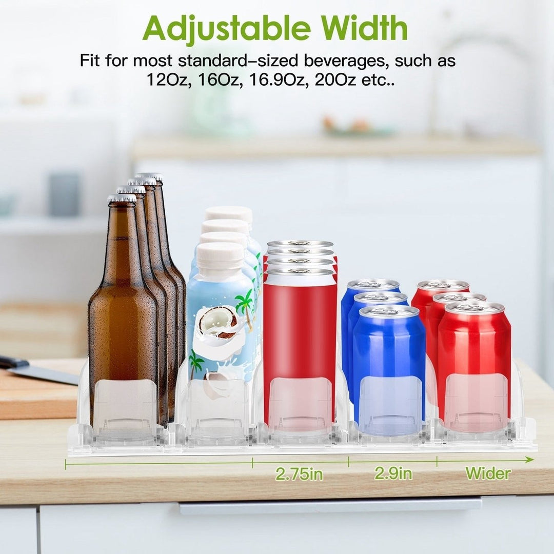 Drink Organizer for Fridge Spring Loaded Beverage Dispenser Width Adjustable Drink Holder with Automatic Pusher Glide 5 Image 4