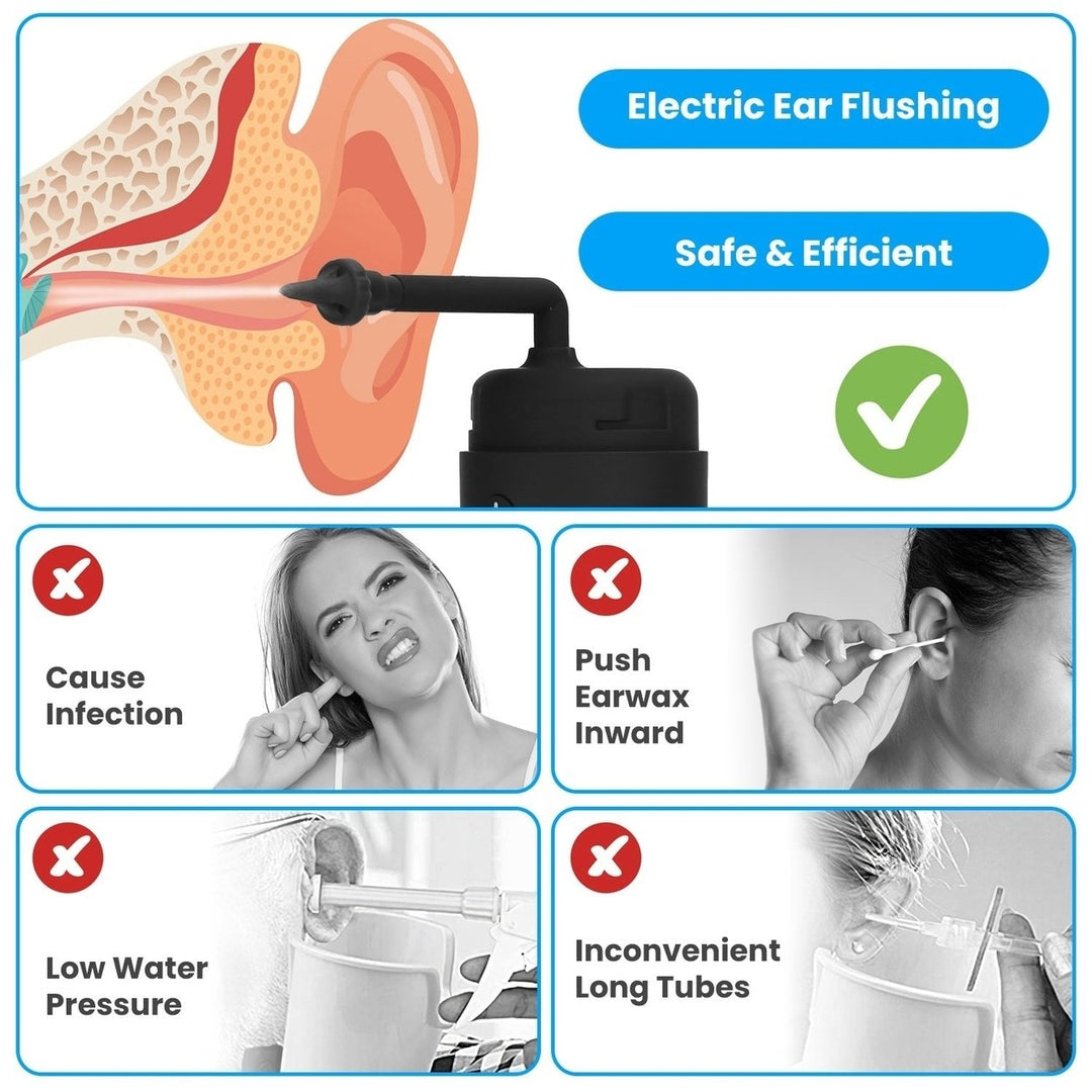 Ear Wax Water Flush Machine Ear Flusher for Adults Ear Washer Electric Ear Wax Removal Kit with 3 Modes 6 Ear Tips IPX7 Image 2