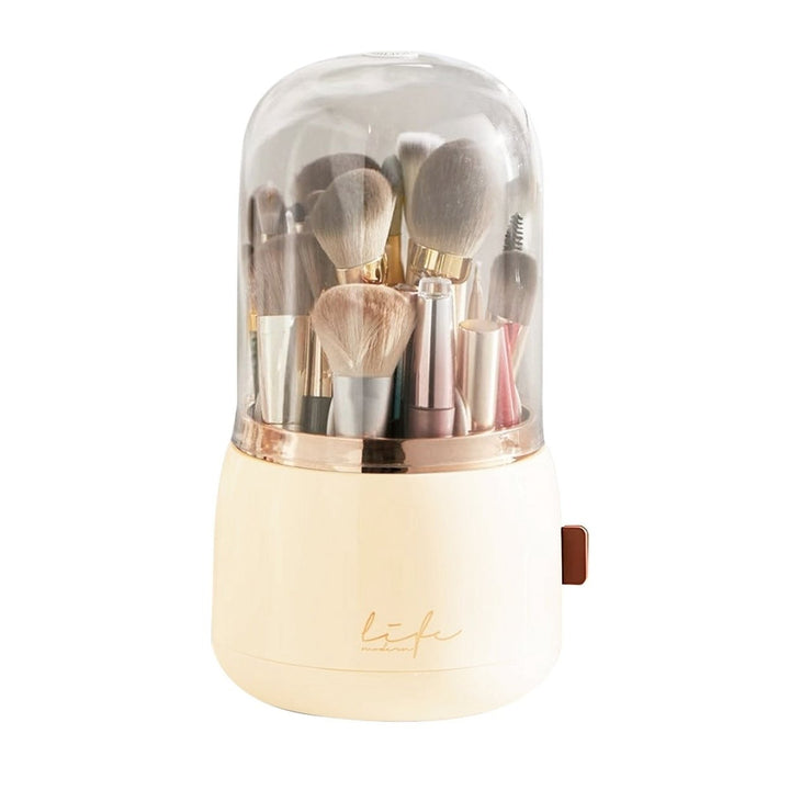 360 Rotating Makeup Brush Holder with Lid Makeup Organizer for Vanity Dustproof Makeup Brush Container with 7 Image 1