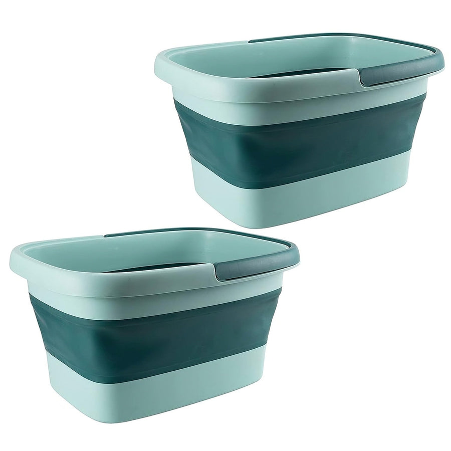 2 Pack Collapsible Foot Bath Basin 15L/4Gallon Foot Soak Tub Multifunctional Foot Bucket with Handle 8 Massage Rollers Image 1