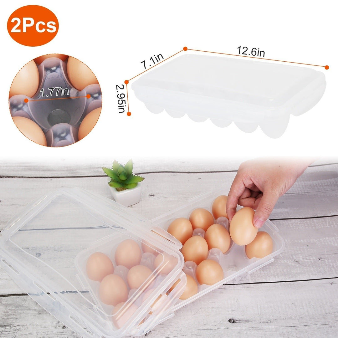 2Pcs Plastic Egg Holder Stackable Egg Storage Box Egg Rack for Refrigerator 18 Cavity Per Container Dishwasher Safe Image 3