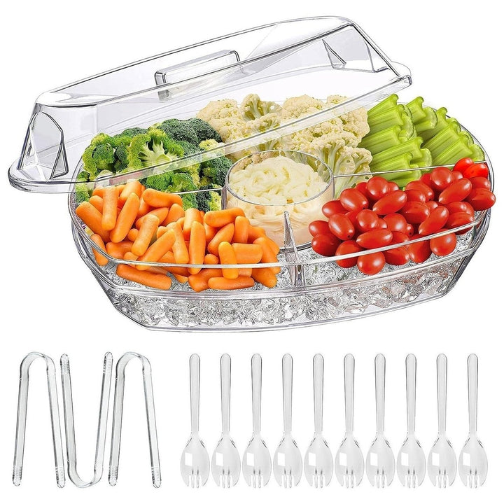 Fruit Ice Serving Tray Chilled Veggie Tray Shrimp Cocktail Serving Dish Appetizer Party Serving Platter Cold Food Buffet Image 1