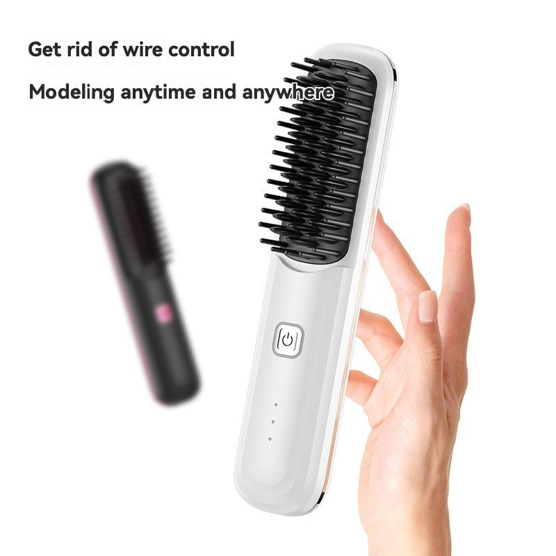 Cordless Hair Straightener Brush Portable Straightening Brush for Women Negative Ion Hot Comb Hair Straightener USB Image 3