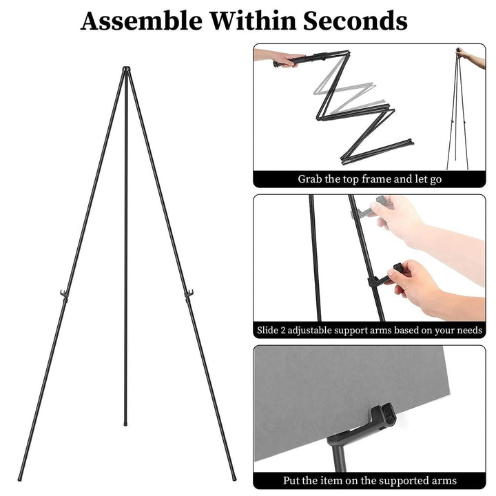 2 Pack Easel Stand for Display 61in Collapsible A Frame Tripod Easel Iron Alloy Drawing Stand with 2 Carry Bags for Image 4