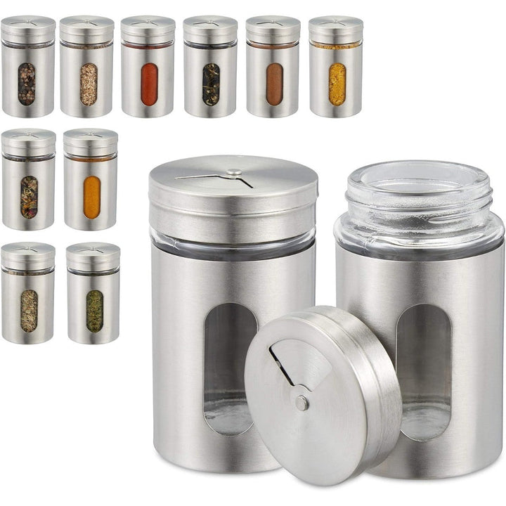 12 Piece Salt and Pepper Shaker Stainless Steel Spice Shaker 3.4 Ounce Salt Dispenser Stainless Steel Spice Jar with Image 1