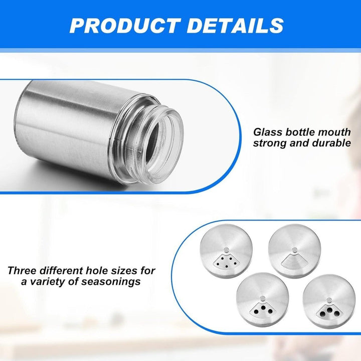 12 Piece Salt and Pepper Shaker Stainless Steel Spice Shaker 3.4 Ounce Salt Dispenser Stainless Steel Spice Jar with Image 3