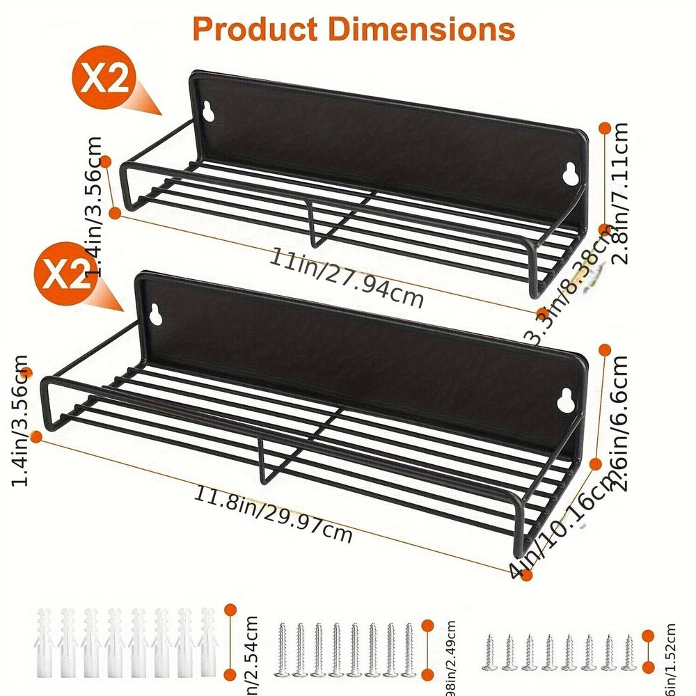 4 Strong Magnetic Spice Rack Organizer Fridge Storage Shelf for Jars Seasoning Tins Utensils Space Saver Holder for Image 2