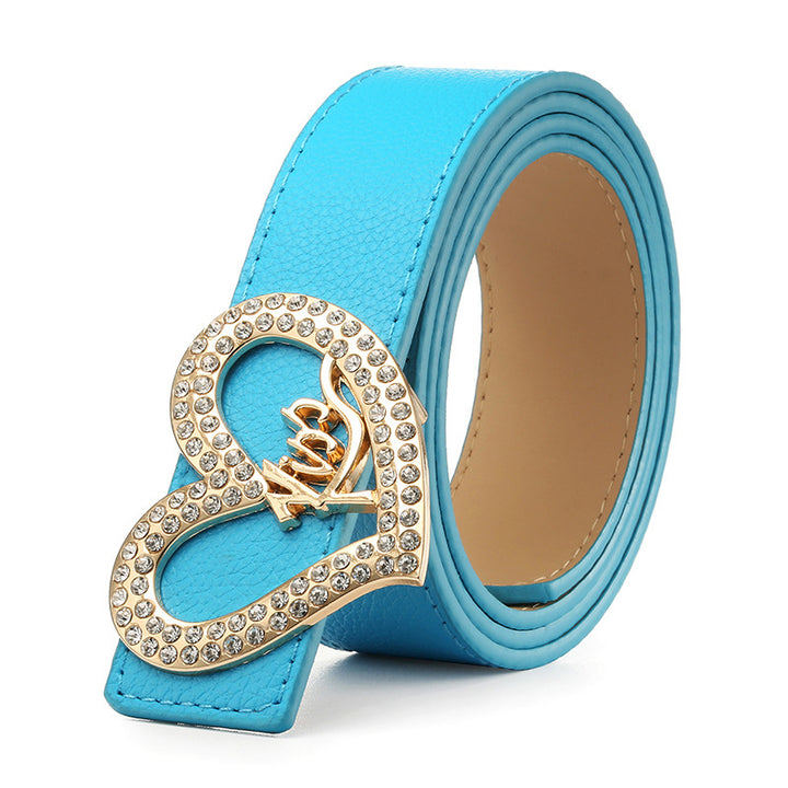 Fashion Women Heart Buckle Leather Belt Image 3