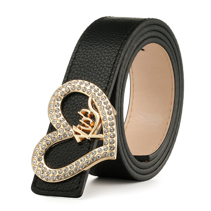 Fashion Women Heart Buckle Leather Belt Image 4