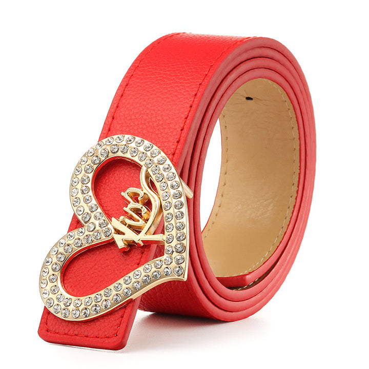 Fashion Women Heart Buckle Leather Belt Image 1